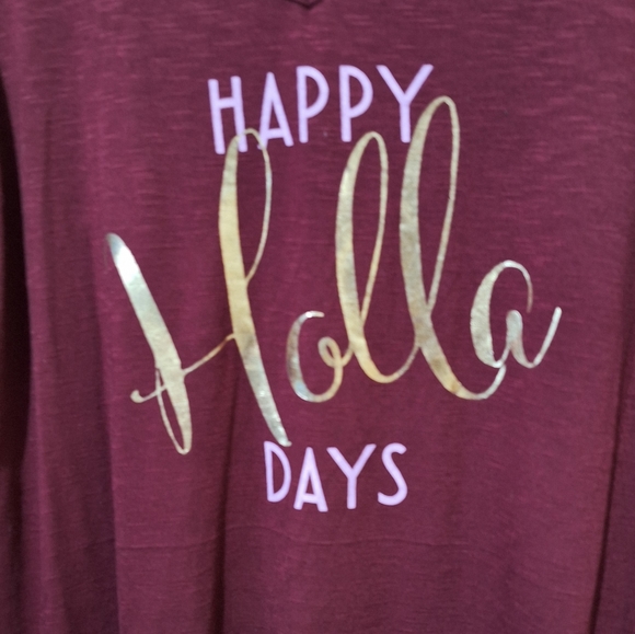 Maurices Happy Holla Days Burgundy Long Sleeve Tunic - Picture 3 of 6